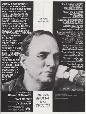 Face To Face Hollywood Reporter Ad Ingmar Bergman