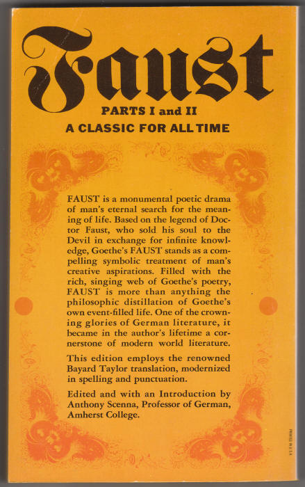 Faust Parts I and II Goethe back cover