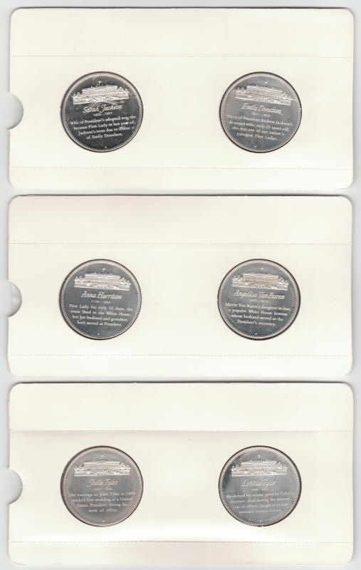 First Ladies Of United States Sterling Silver Proof Medals reverse