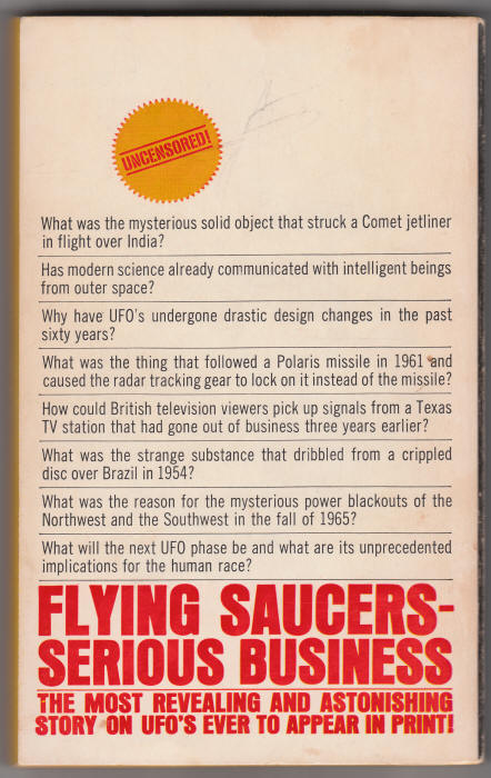 Flying Saucers Serious Business back cover