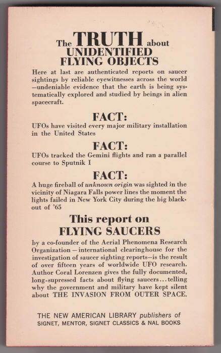 Flying Saucers The Startling Evidence Of The Invasion From Outer Space back cover