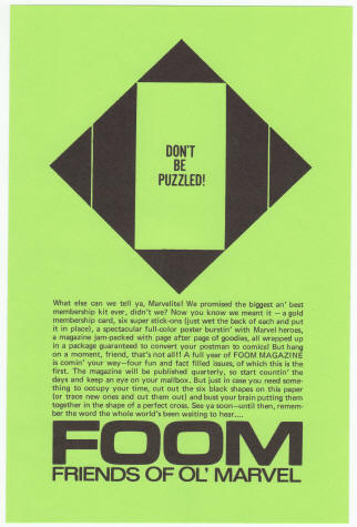 FOOM 1973 Membership Kit Puzzle