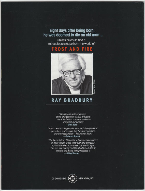 DC Science Fiction Graphic Novel 3 Frost And Fire Ray Bradbury back cover