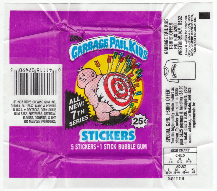 1987 Topps Garbage Pail Kids Stickers Series 7 Wrapper