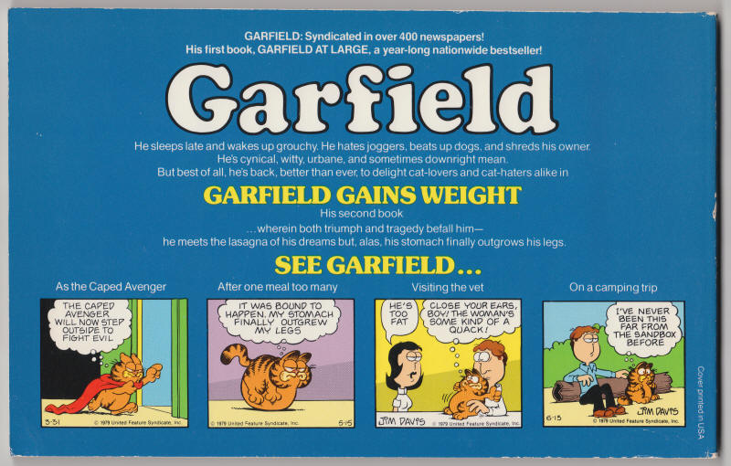 Garfield Gains Weight back cover