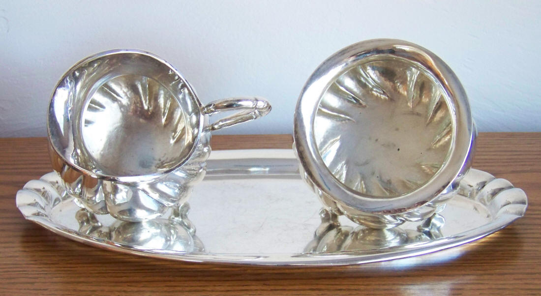 Gayer and Krauss German Silver 3-Piece Sugar Bowl and Creamer Set