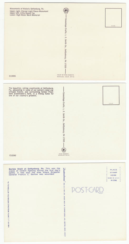 Gettysburg Pennsylvania Post Cards