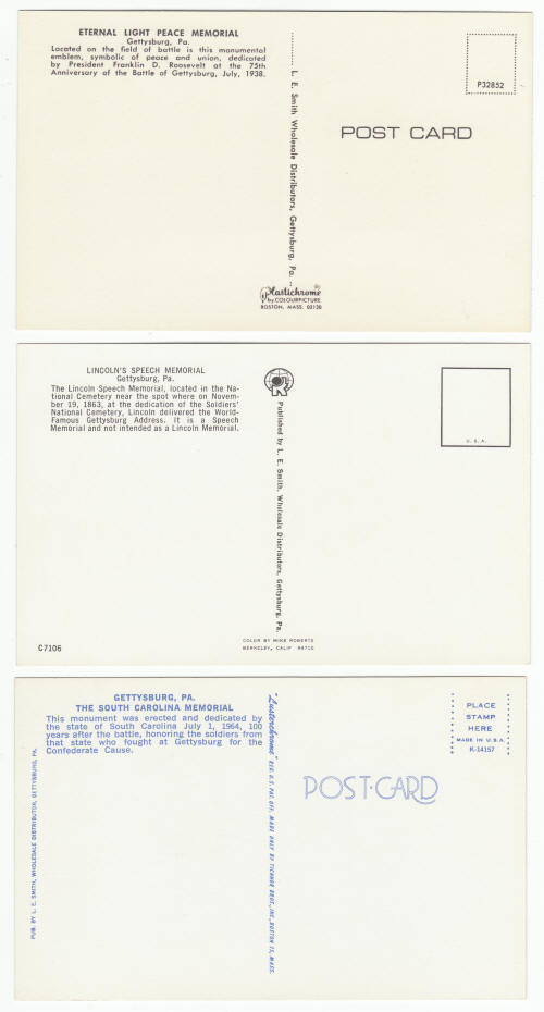 Gettysburg Pennsylvania Post Cards