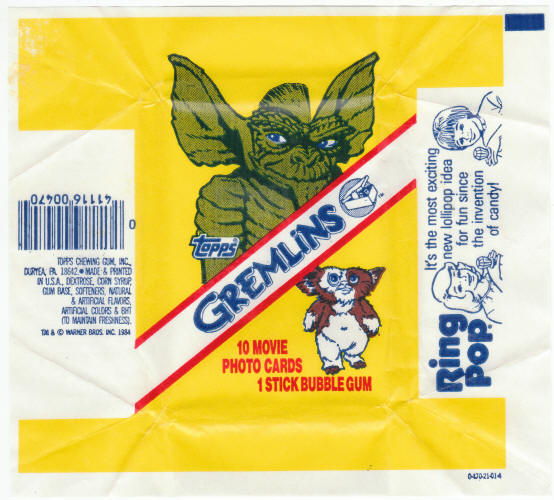 1984 Topps Gremlins Error Wrapper