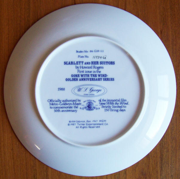 Gone With The Wind Golden Anniversary Plate 1 back
