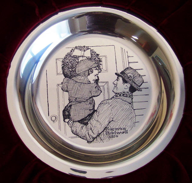 Norman Rockwells Hanging The Wreath Sterling Silver Plate
