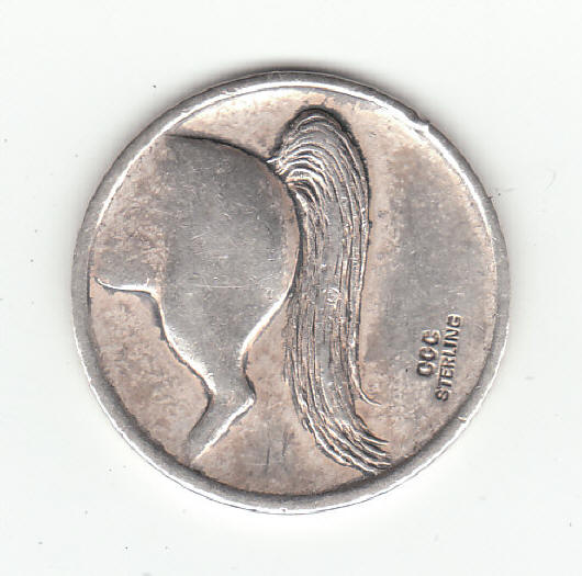 1960s Heads Or Tails Sterling Silver Coin Token reverse