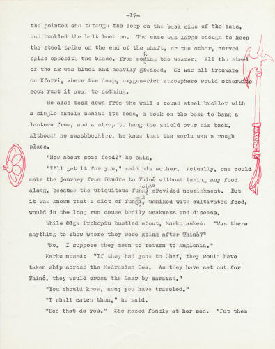 Kelly Freas artwork Heretic In A Balloon manuscript page 17