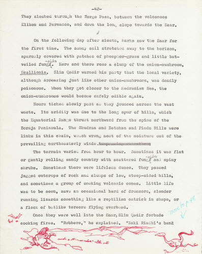 Kelly Freas artwork Heretic In A Balloon manuscript page 42