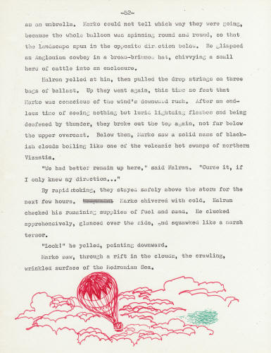 Kelly Freas artwork Heretic In A Balloon manuscript page 82