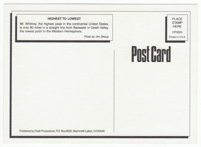 Highest To Lowest Points California Post Card