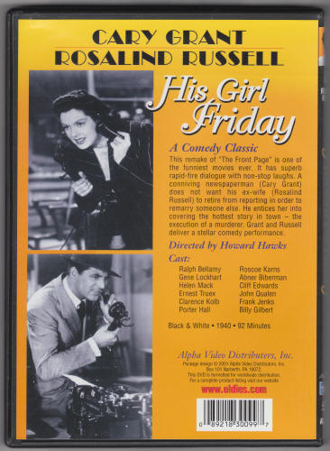 His Girl Friday DVD