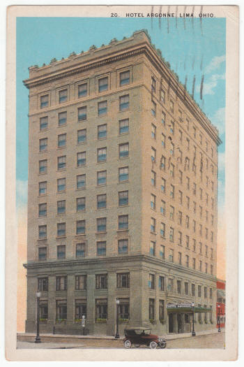 1924 Hotel Argonne Ohio Post Card