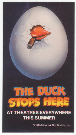 1985 Howard The Duck Stops Here Movie Promo Sticker