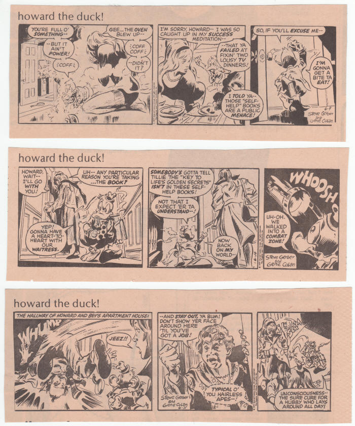 Howard The Duck June 1977 Newspaper Daily Strips #4 - 6