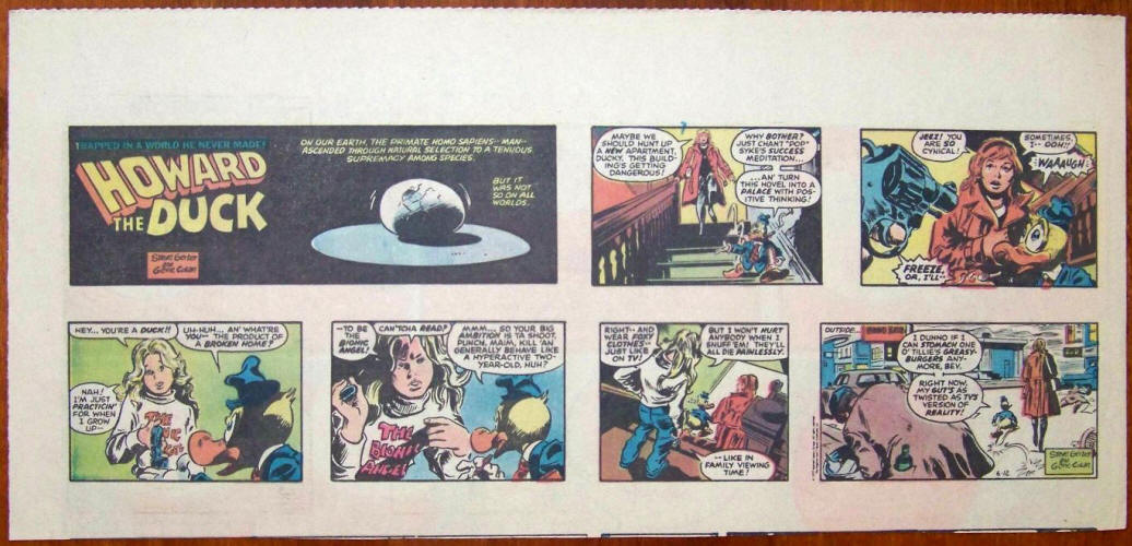 Howard The Duck First Sunday 1977 Newspaper Strip