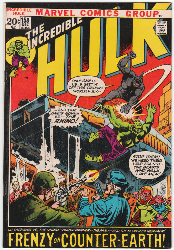Incredible Hulk #158 front cover