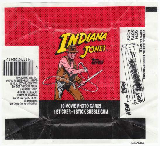 1984 Topps Indiana Jones And The Temple Of Doom Wrapper