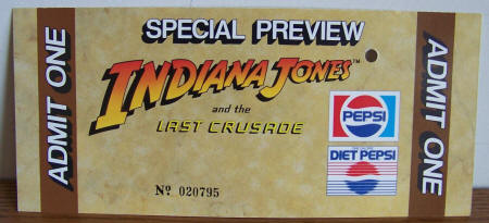 Indiana Jones And The Last Crusade Souvenir Ticket