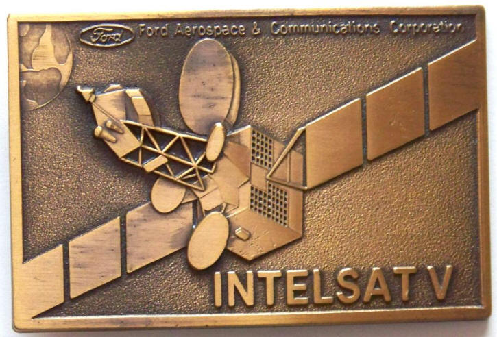 Intelsat V Satellite Brass Belt Buckle front