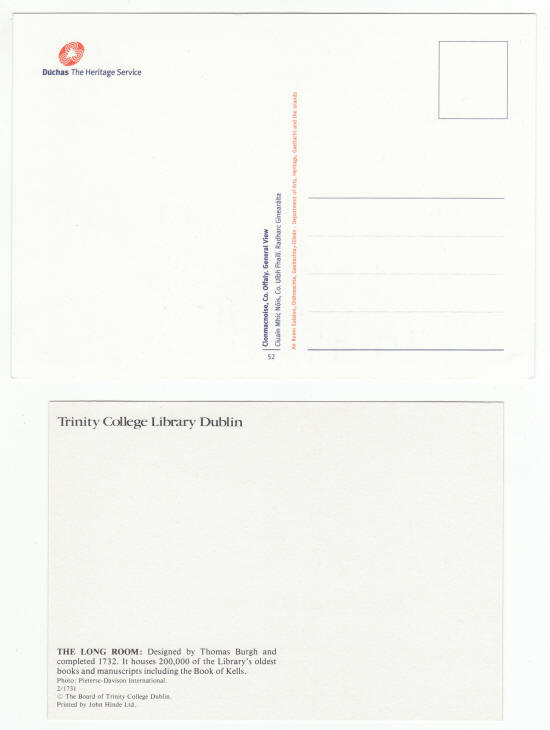 Ireland Clonmacnoise Trinity College Post Cards