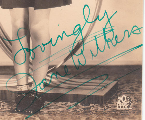 Jane Withers Autograph Close-up