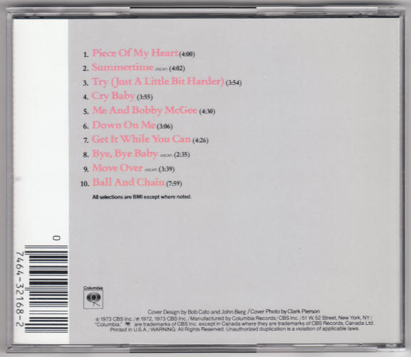 Janis Joplins Greatest Hits Compact Disc
