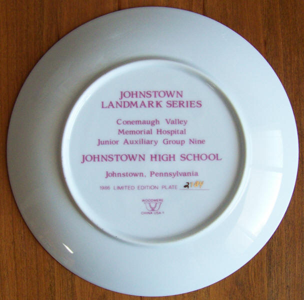 Johnstown Landmark Series Plate 2 back