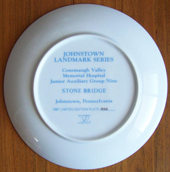 Johnstown Landmark Series Plate 3 back