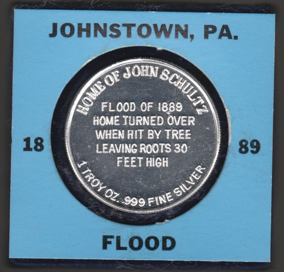 Johnstown Flood Schultz Home Silver Round reverse
