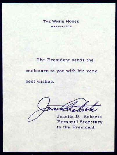 Juanita Roberts White House Note
