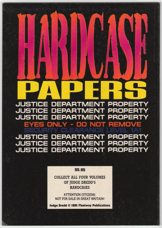 Judge Dredds Hardcase Papers Volume 1 back cover