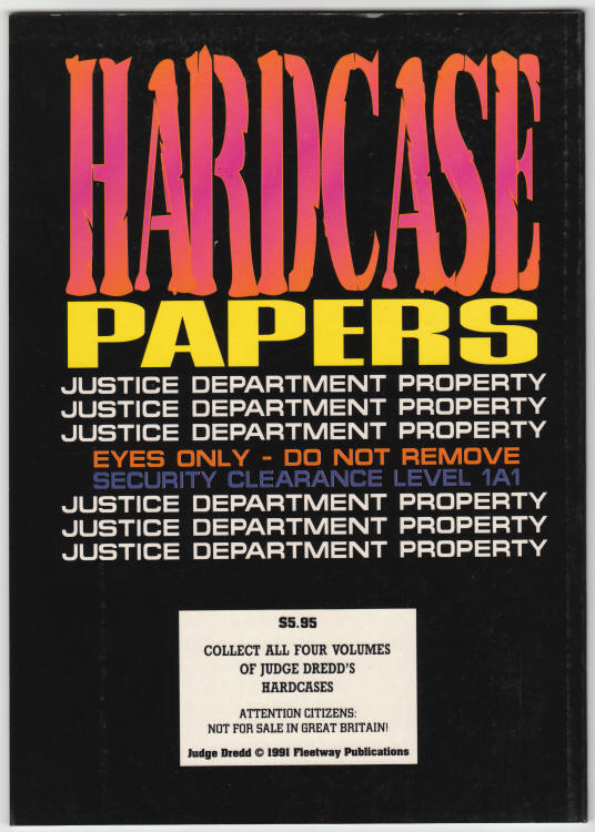 Judge Dredds Hardcase Papers Volume 3 back cover