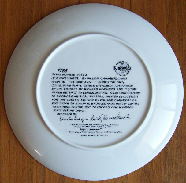 The King And I Plate 1 back