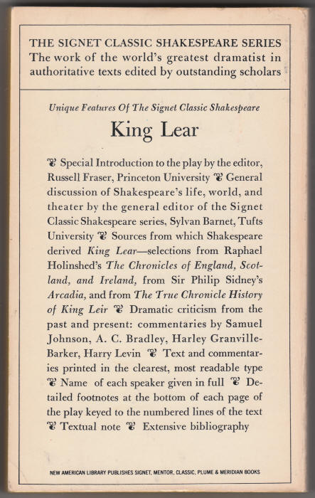 King Lear back cover
