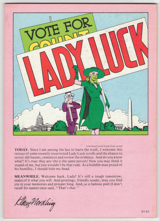 Lady Luck Volume 1 back cover