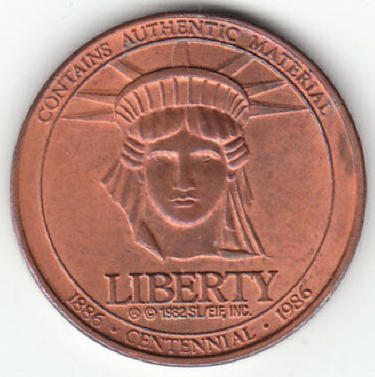 1986 Sears Statue Of Liberty Copper Centennial Token obverse