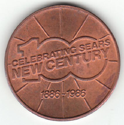 1986 Sears Statue Of Liberty Copper Centennial Token reverse