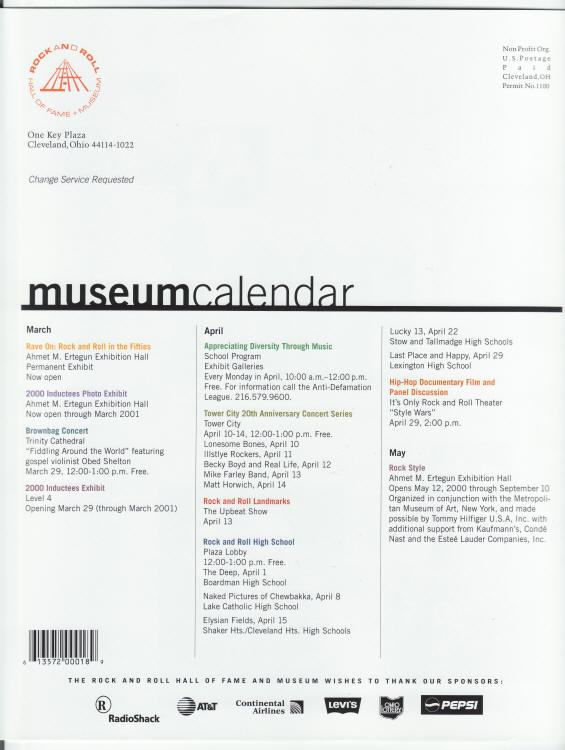 Liner Notes Spring 2000 back cover