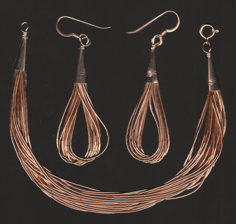 Liquid Gold Filled Native American Bracelet Earrings