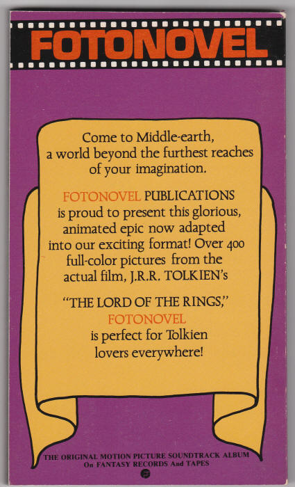 The Lord Of The Rings Fotonovel back cover