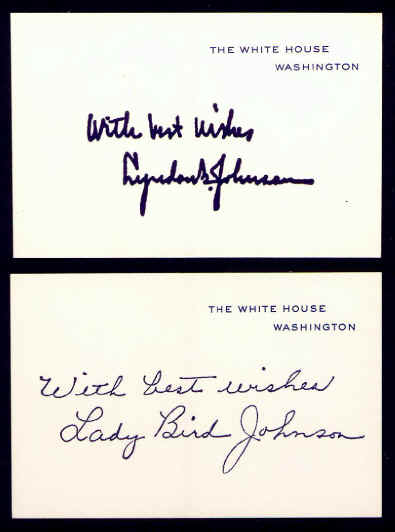 Lyndon B Lady Bird Johnson White House Best Wishes Cards