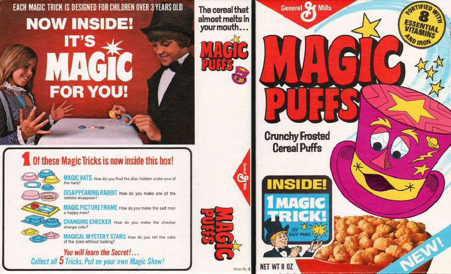 Magic Puffs Cereal Box Magic Tricks Premiums
