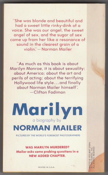 Marilyn Monroe Norman Mailer back cover