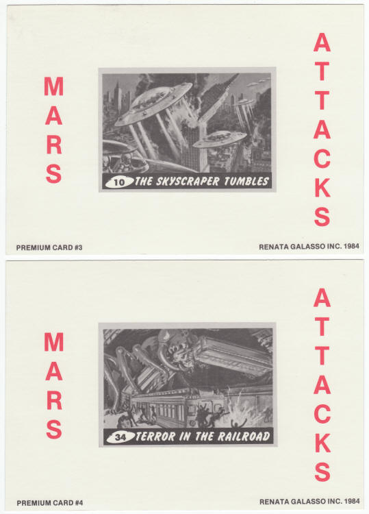 Mars Attacks 1984 Premium Cards #3 and #4 backs